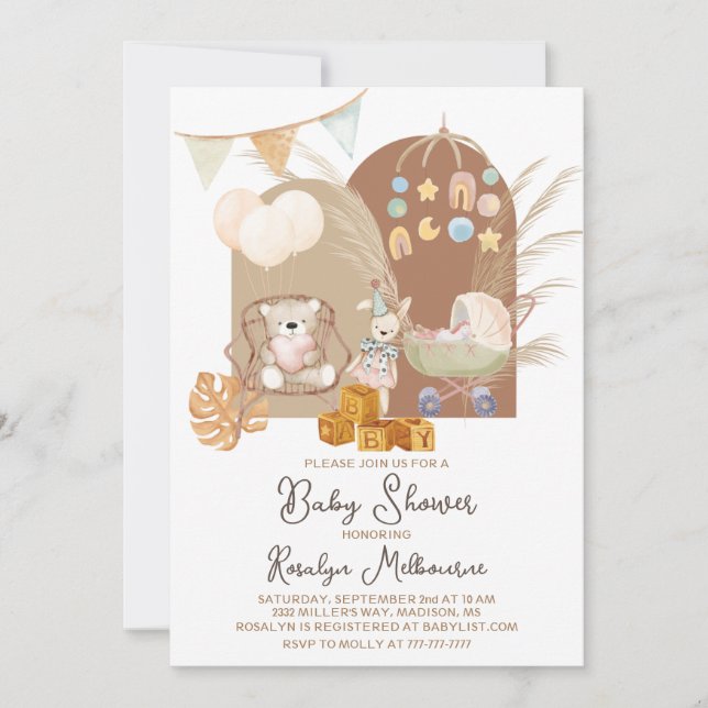 Boho Baby Shower  Invitation (Front)