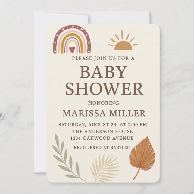 Boho Baby Shower Invitation (Front)