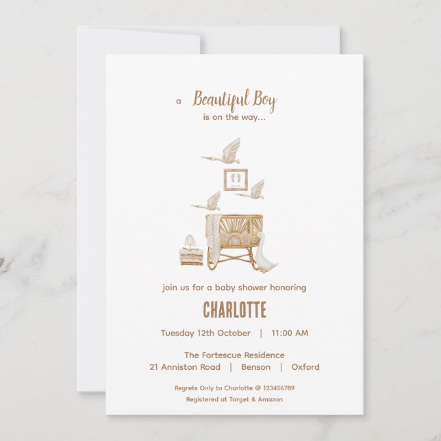 Boho Baby Shower Invitation Card (Front)