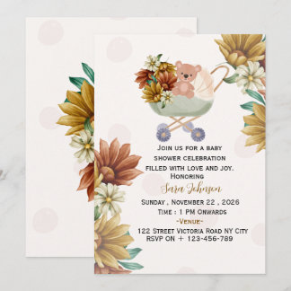 Boho Baby Shower Invitation Editable Template |