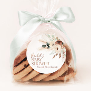 Boho Baby Shower Invitation Floral Greenery Rustic Classic Round Sticker