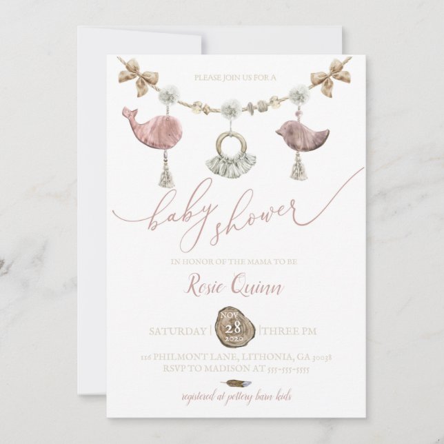 Boho Baby Shower Invitation Macrame Baby Shower (Front)