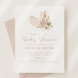 Boho Baby Shower Invitation – Swan & Floral Design