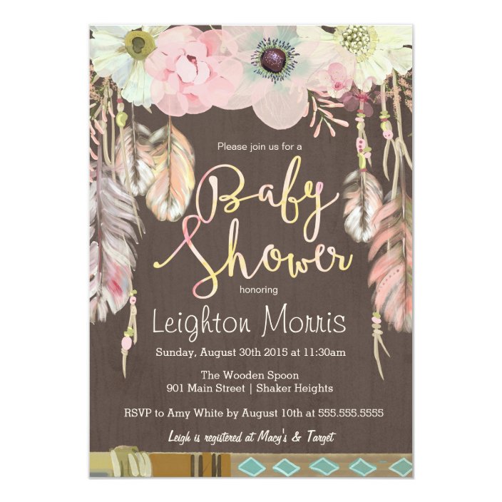 bohemian baby shower invitations