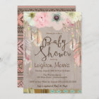Boho Baby Shower Invitation, Tribal Feather Rustic