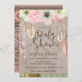 Boho Baby Shower Invitation, Tribal Feather Rustic Invitation (Front/Back)