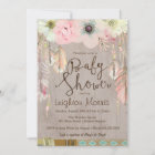 Boho Baby Shower Invitation, Tribal Feather Rustic