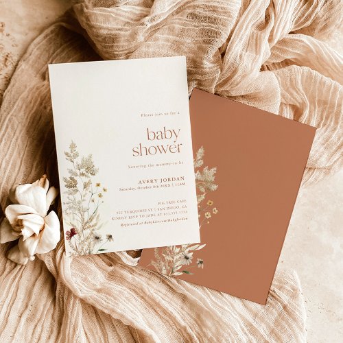 Boho Baby Shower Invite  Modern Fall Floral