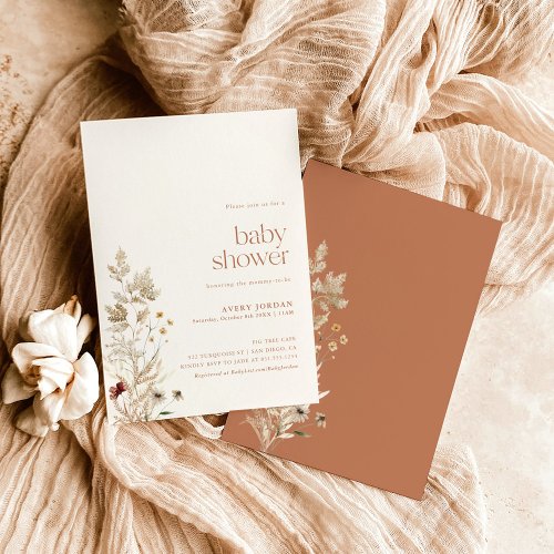 Boho Baby Shower Invite  Modern Fall Floral