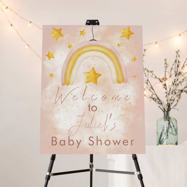 Boho Baby Shower magic rainbow gold stars dust  Foam Board (In Situ (Stand))