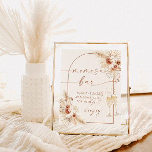 Boho Baby Shower Mimosa Bar Sign, Pampas Grass Poster