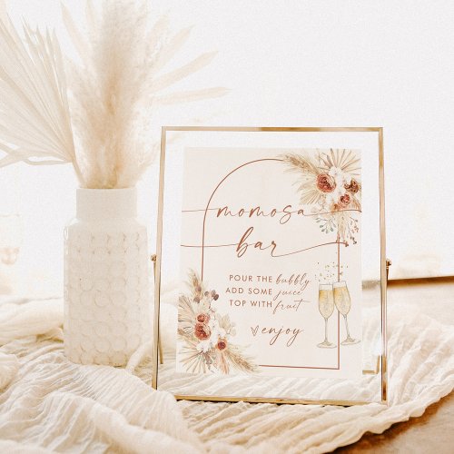 Boho Baby Shower Mimosa Bar Sign Pampas Grass Poster