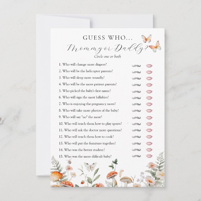 Boho Baby Shower Mommy or Daddy Game Card (Front)