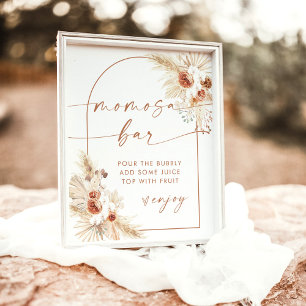 Boho Baby Shower Momosa Bar Sign   Pampas Grass