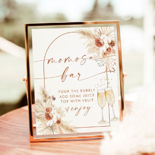 Boho Baby Shower Momosa Bar Sign, Pampas Grass Poster