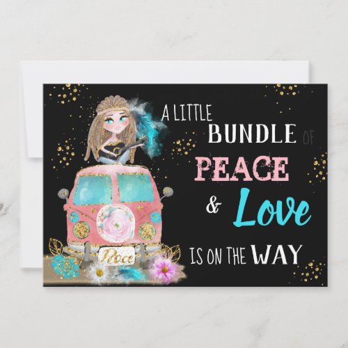 **  Boho Baby Shower Neutral Peace &amp; Love Hippie Invitation