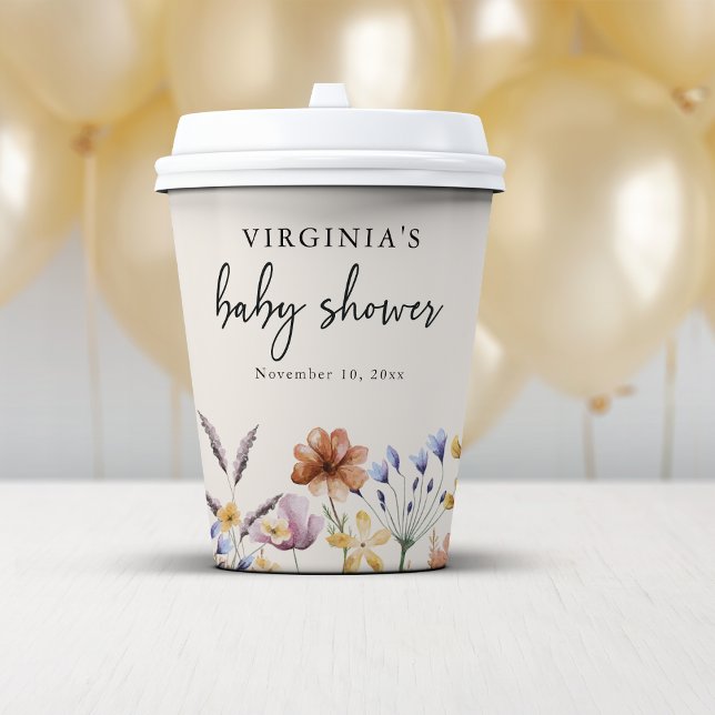 Boho Baby Shower Paper Cups (Boho Floral Baby Shower Paper Cups by Painted Paperie
)