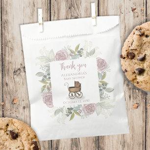 Boho Baby Shower Pink Thank You Floral Vintage Favor Bag