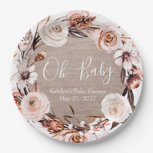 Boho Baby Shower Plates Burlap Oh Baby