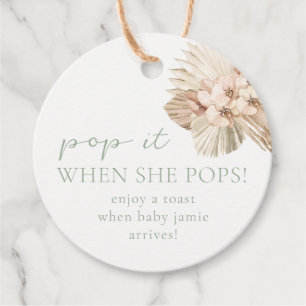 Boho Baby Shower Pop It When She Pops Favor Tags