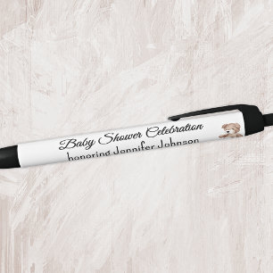 Boho Baby Shower Teddy Bear Favors Black Ink Pen