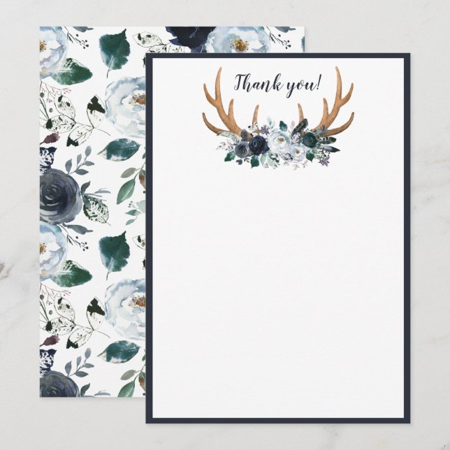 Boho Baby Shower Thank You Card Baby Boy (Front/Back)