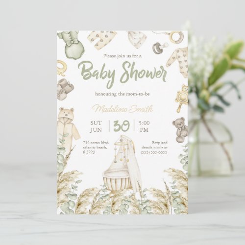 Boho Baby Shower Toys Invitation Card