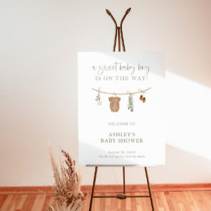 Boho Baby Shower Welcome Sign, Green Boy Shower Foam Board