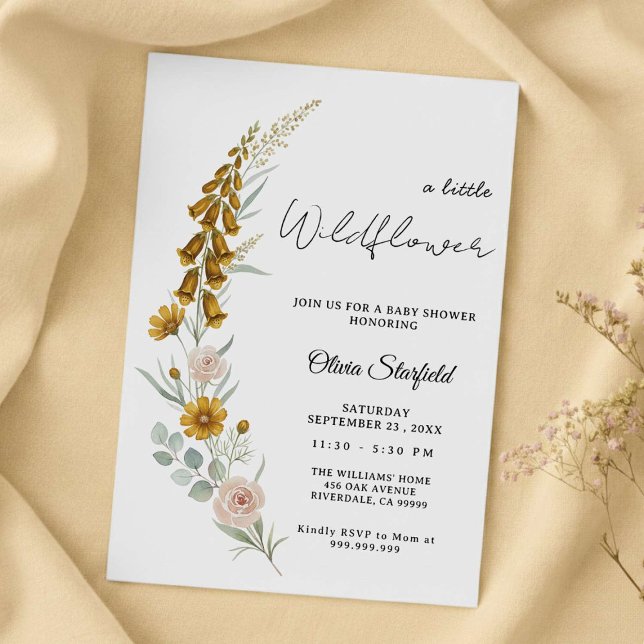 Boho Baby Shower yellow floral watercolor  Invitation (Creator Uploaded)