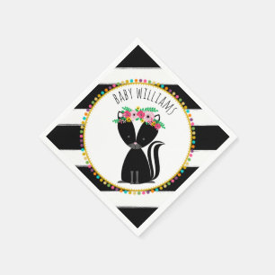 Boho Baby Skunk Pompom Baby Shower Napkins