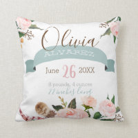 Boho baby stats, birth announcement pillow