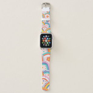 Boho baby summer whimsical rainbow seamless patter apple watch band
