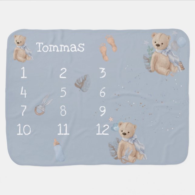 Boho baby teddy bear baby blanket  (Horizontal)