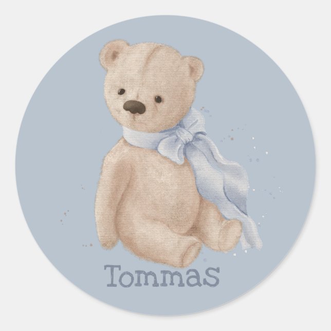 Boho baby teddy bear Classic Round Sticker (Front)
