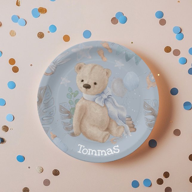 Boho baby teddy bear Paper Plates (Creator Uploaded)