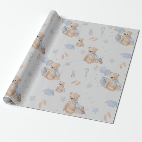 Boho baby teddy bear Wrapping Paper