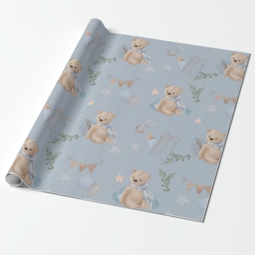 Boho baby teddy bear Wrapping Paper