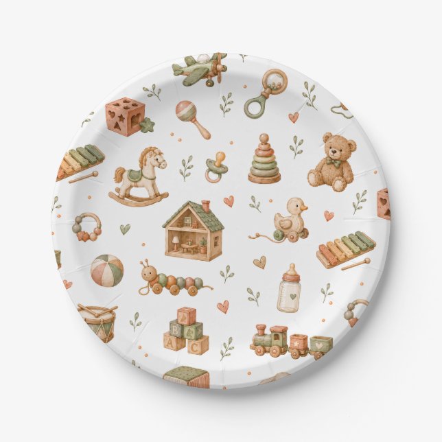 Boho Baby Toys  Paper Plates (Front)
