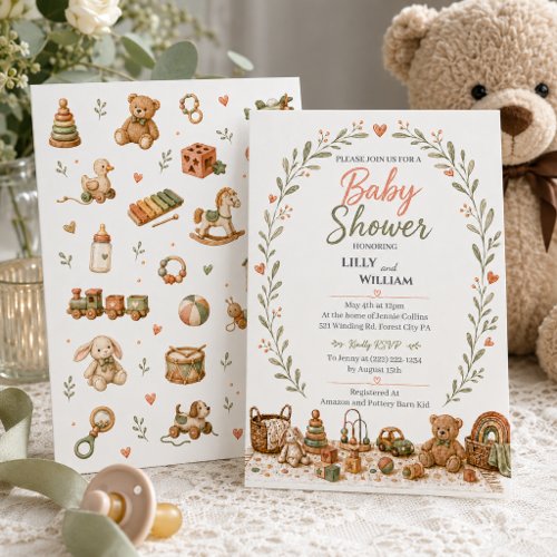 Boho Baby Toys Shower Invitation