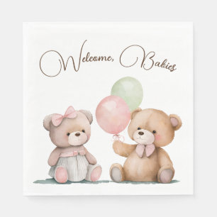 Boho Baby Twin Teddy Bears  Napkins