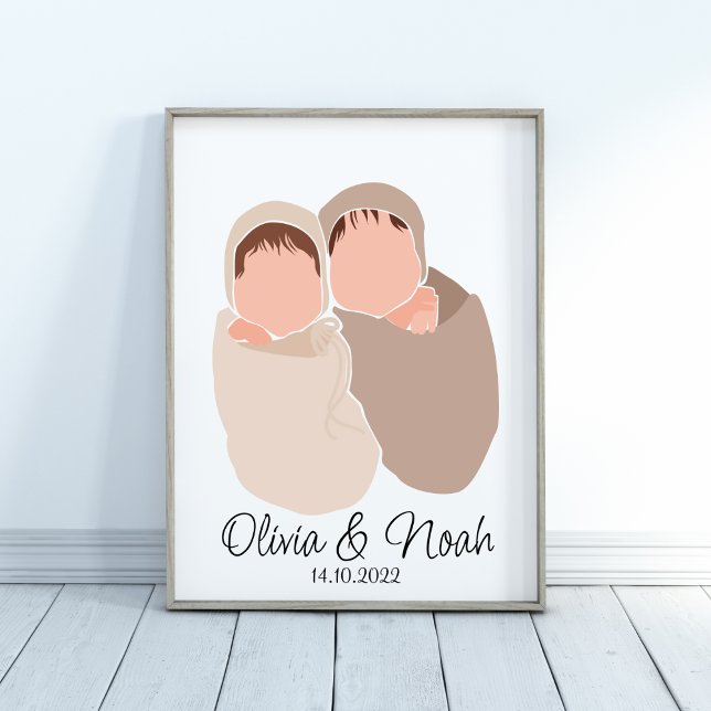Boho Baby Twins Girl&Boy Name Nursery  Poster (Creator Uploaded)