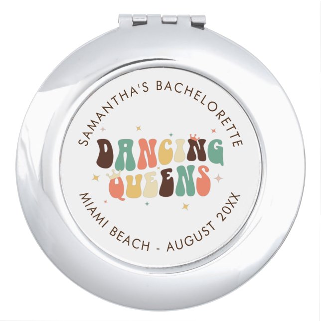 Boho Bachelorette Disco Bride Dancing Queens Compact Mirror (Front)