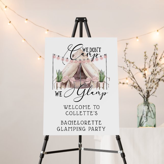 Boho Bachelorette Glamping Party Welcome Foam Board (In Situ (Stand))