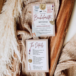 Boho Bachelorette Winery Weekend Itinerary Invitation