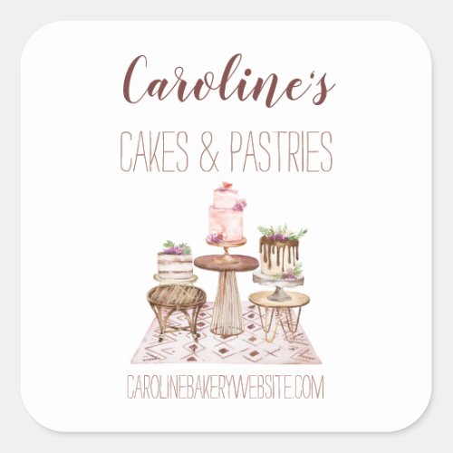 Boho Baking Bakery Boutique Cupcakes  Pastries S Square Sticker