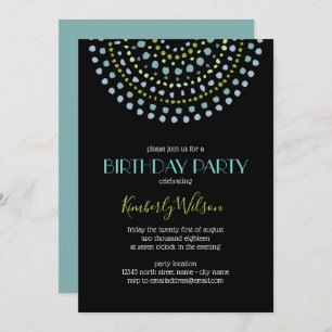 Boho Bali Turquoise Black Birthday 2 Invitation
