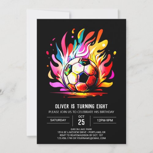 Boho Ball Editable Soccer Birthday Invitation