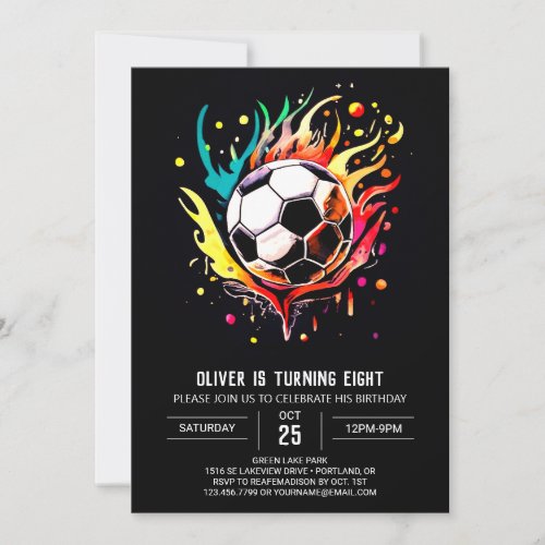 Boho Ball Printable Soccer Birthday Invitation