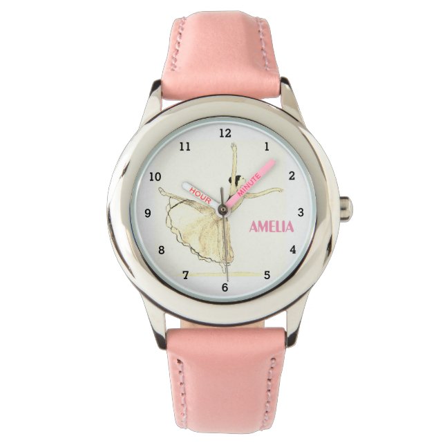 Boho Ballerina Ballet Tutu Girl Practice Pink Watch (Front)