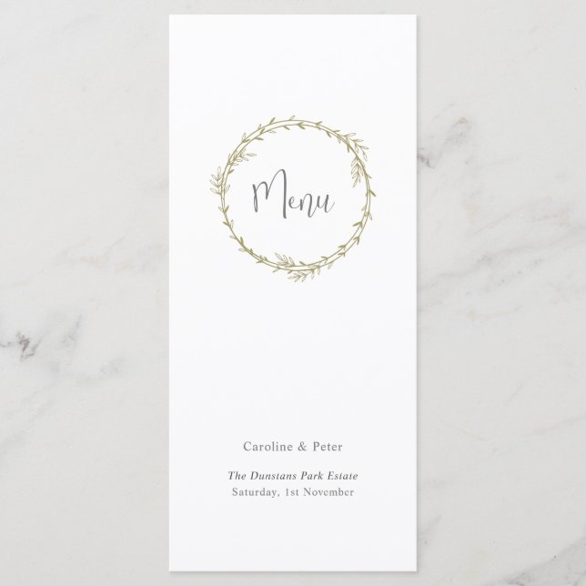 Boho Bamboo Botanical Leaf Soft Elegant Greenery  Menu (Front)